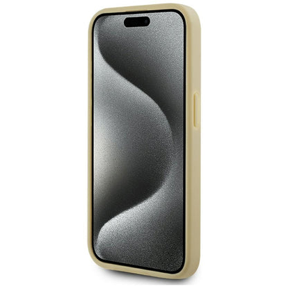 Étui pour Apple iPhone 15 Pro Max, Karl Lagerfeld, Signature Métallique, Doré