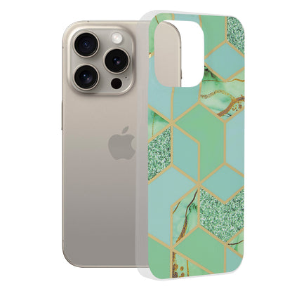 Coque pour Apple iPhone 15 Pro Max, Techsuit, Marble, Vert