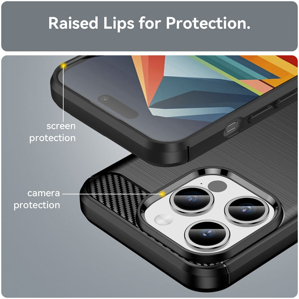 Coque pour Apple iPhone 15 Pro, Techsuit, Carbone, Noire
