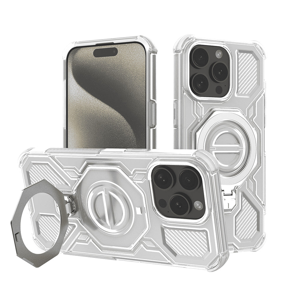 Coque pour Apple iPhone 15 Pro, Techsuit, Carbon Shield Pro, Blanche
