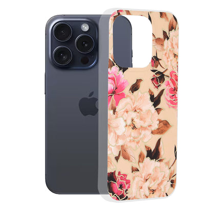 Case for Apple iPhone 15 Pro, Techsuit, Marble, Beige