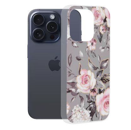 Coque pour Apple iPhone 15 Pro, Techsuit, Marble, Gris