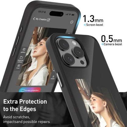 Coque pour Apple iPhone 15 Pro, Techsuit, SmartScreen NFC, Noire