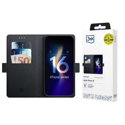 Coque pour Apple iPhone 16, 3MK, Portefeuille, Noire