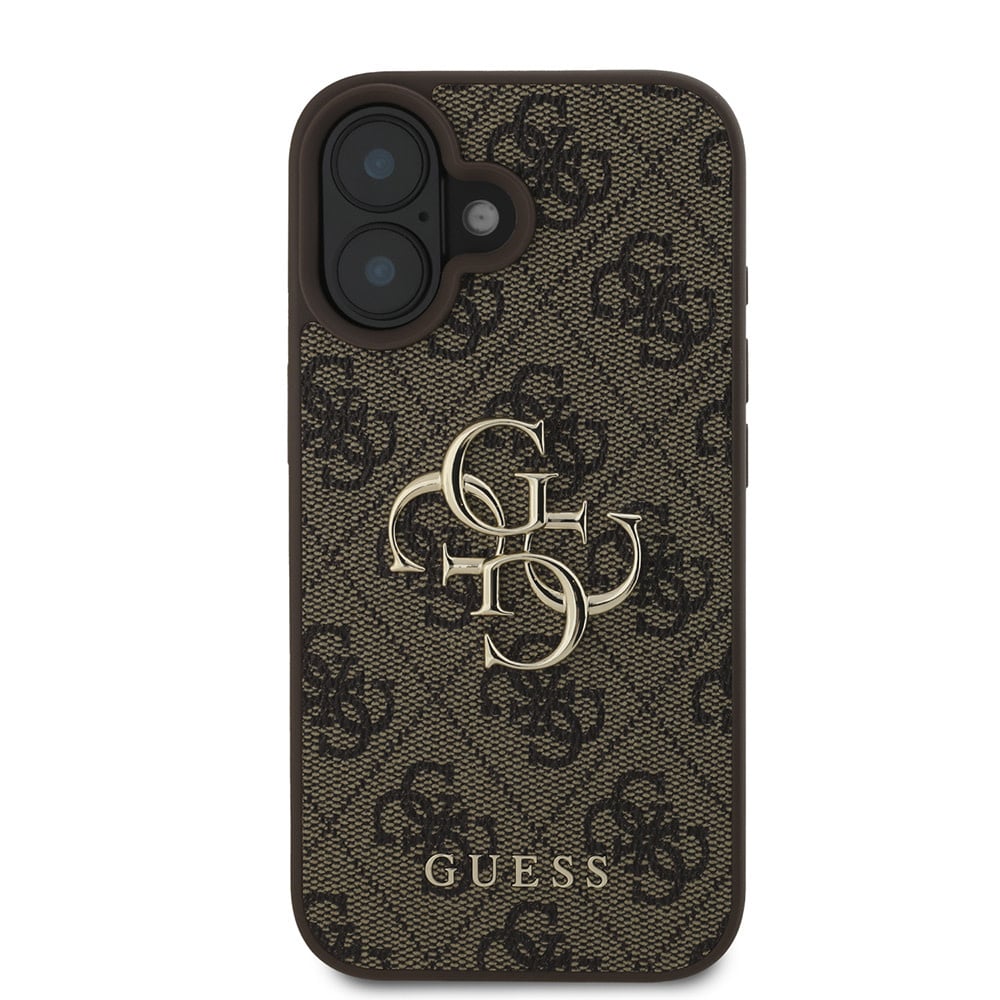 Étui pour Apple iPhone 16, Guess, 4G Big Logo, Marron