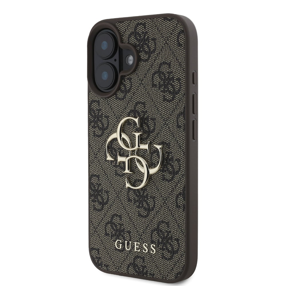 Étui pour Apple iPhone 16, Guess, 4G Big Logo, Marron