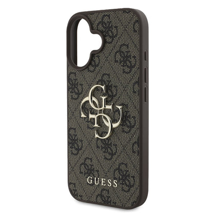 Étui pour Apple iPhone 16, Guess, 4G Big Logo, Marron
