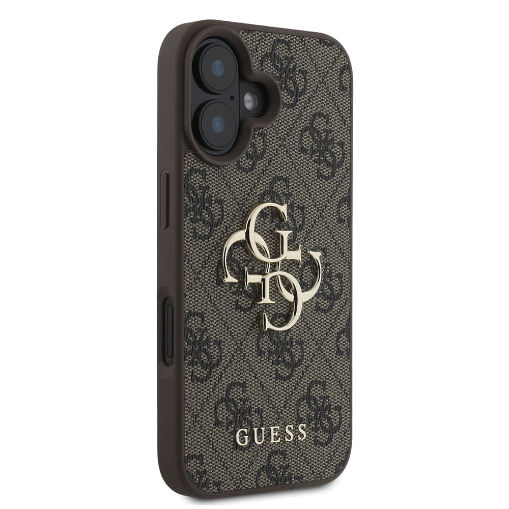 Étui pour Apple iPhone 16, Guess, 4G Big Logo, Marron