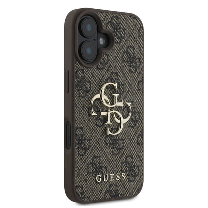 Étui pour Apple iPhone 16, Guess, 4G Big Logo, Marron