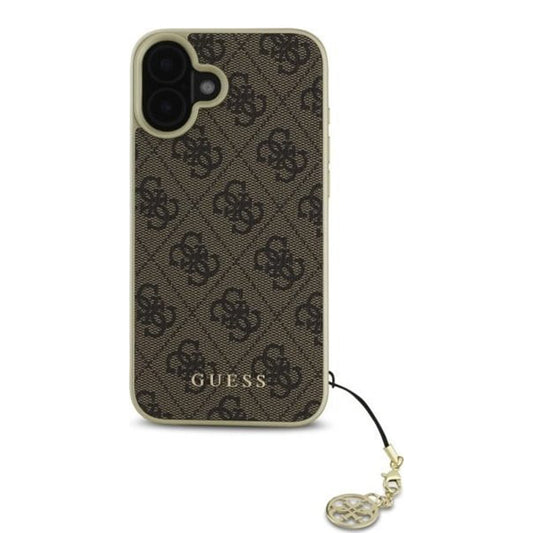 Étui pour Apple iPhone 16, Guess, 4G Charm, Marron