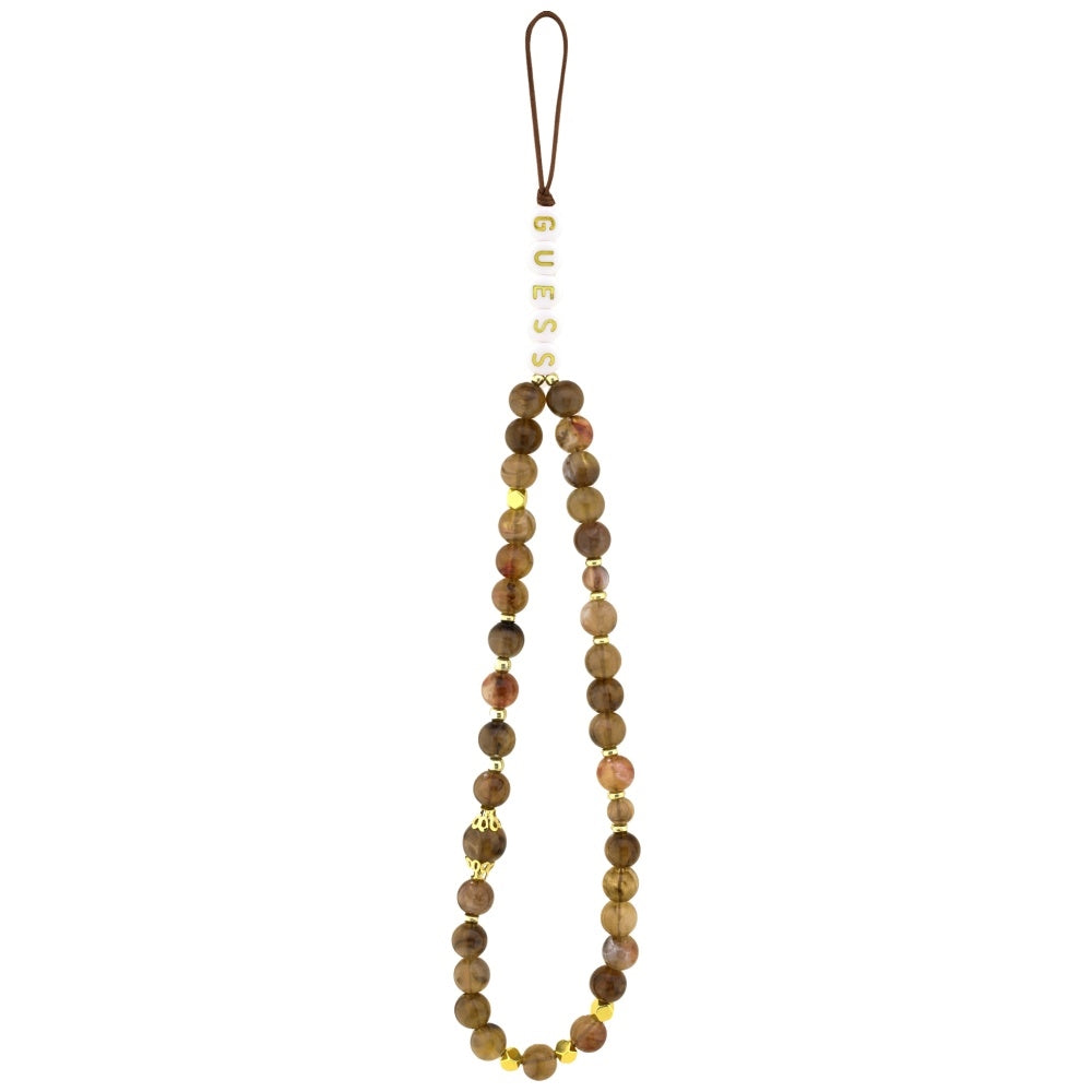 Étui pour Apple iPhone 16, Guess, 4G Classic Logo avec sangle, Marron