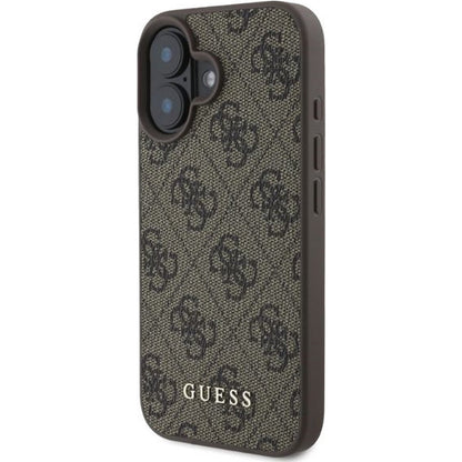 Étui pour Apple iPhone 16, Guess, 4G Classic, Marron