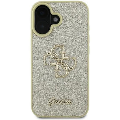 Étui pour Apple iPhone 16, Guess, Fixed Glitter Big 4G, Doré