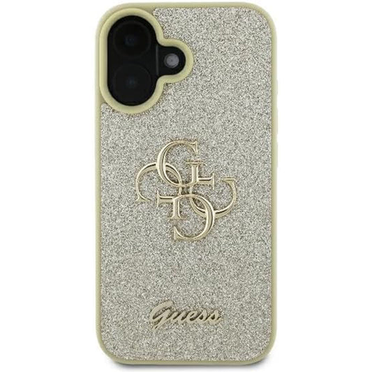 Étui pour Apple iPhone 16, Guess, Fixed Glitter Big 4G, Doré