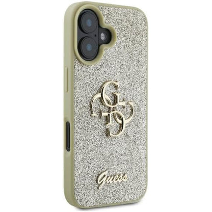 Étui pour Apple iPhone 16, Guess, Fixed Glitter Big 4G, Doré