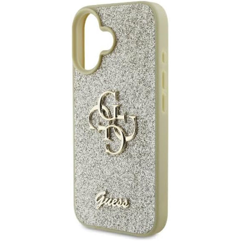Étui pour Apple iPhone 16, Guess, Fixed Glitter Big 4G, Doré