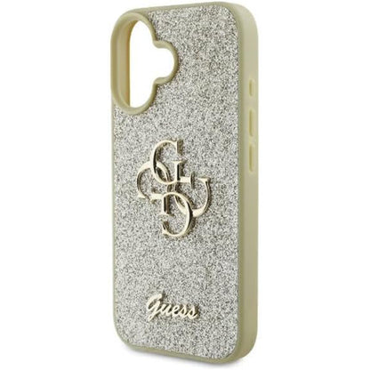 Étui pour Apple iPhone 16, Guess, Fixed Glitter Big 4G, Doré