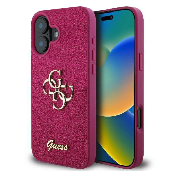 Étui pour Apple iPhone 16, Guess, Fixed Glitter Big 4G, Violet