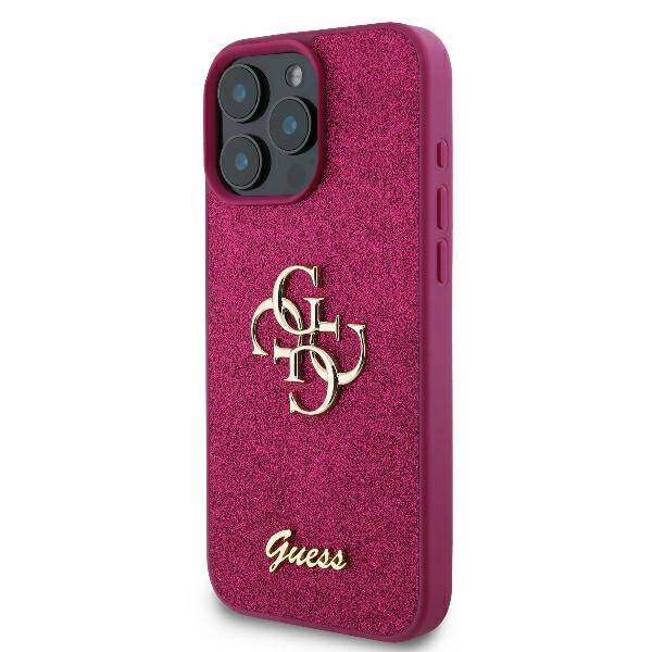 Étui pour Apple iPhone 16, Guess, Fixed Glitter Big 4G, Violet