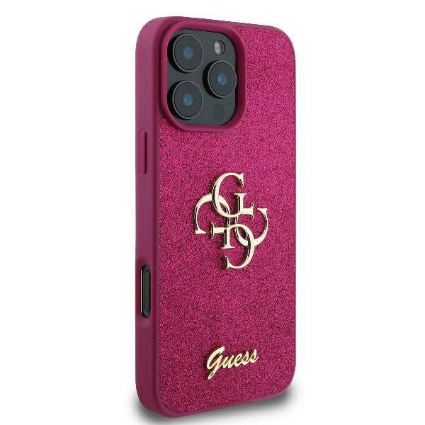Étui pour Apple iPhone 16, Guess, Fixed Glitter Big 4G, Violet