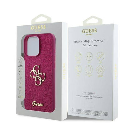 Étui pour Apple iPhone 16, Guess, Fixed Glitter Big 4G, Violet