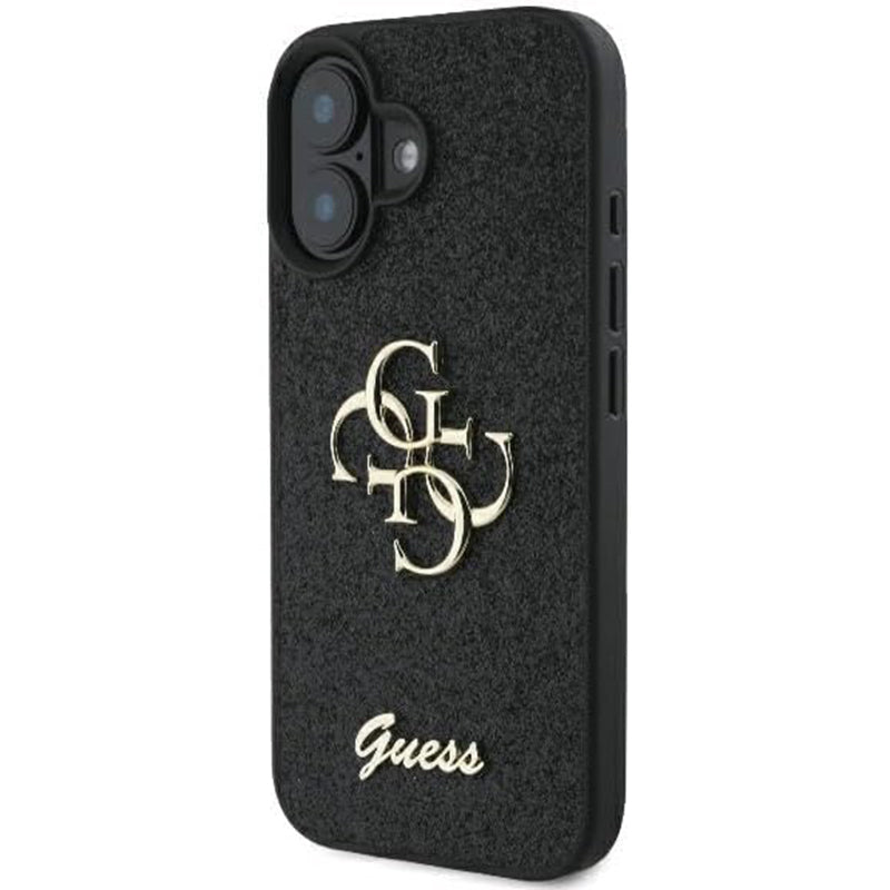 Étui pour Apple iPhone 16, Guess, Fixed Glitter Big 4G, Noir