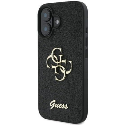 Étui pour Apple iPhone 16, Guess, Fixed Glitter Big 4G, Noir