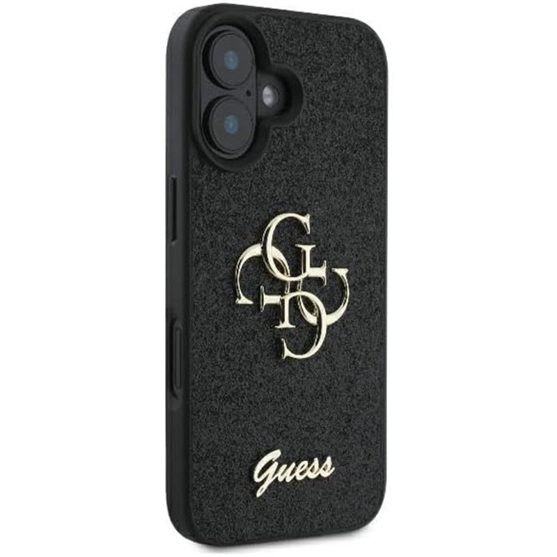 Étui pour Apple iPhone 16, Guess, Fixed Glitter Big 4G, Noir