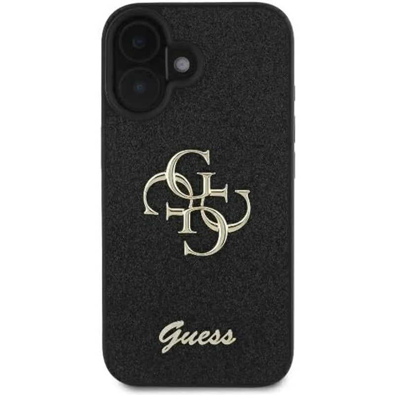 Étui pour Apple iPhone 16, Guess, Fixed Glitter Big 4G, Noir