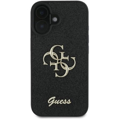 Étui pour Apple iPhone 16, Guess, Fixed Glitter Big 4G, Noir