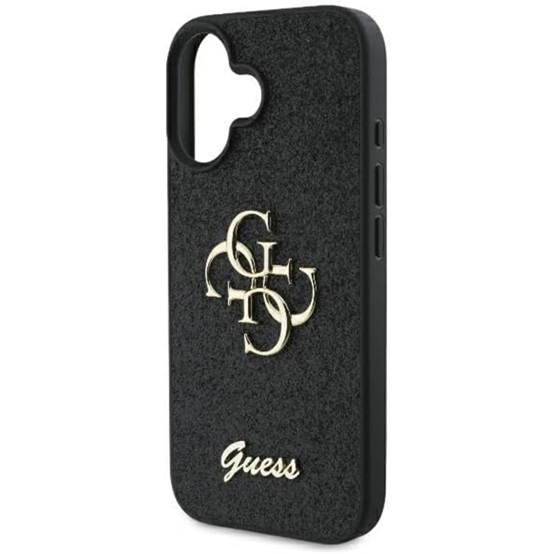 Étui pour Apple iPhone 16, Guess, Fixed Glitter Big 4G, Noir
