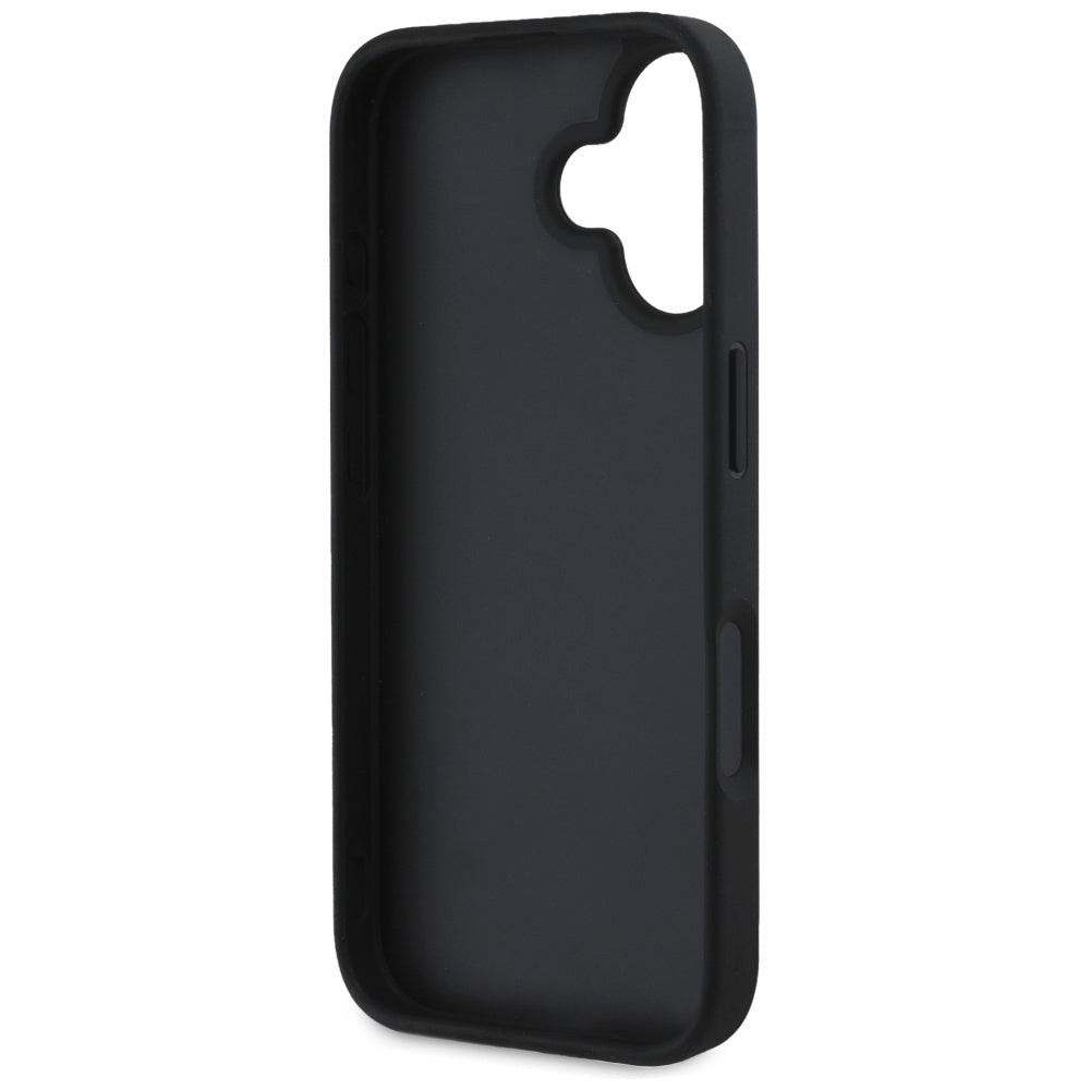 Étui pour Apple iPhone 16, Guess, Grained Big 4G Logo Small Classic Logo, Noir