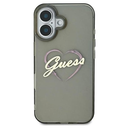 Étui pour Apple iPhone 16, Guess, IML Heart, Noir