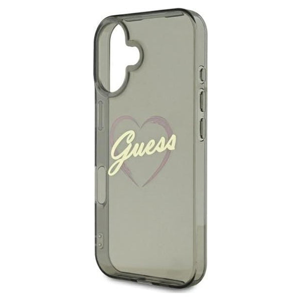 Étui pour Apple iPhone 16, Guess, IML Heart, Noir