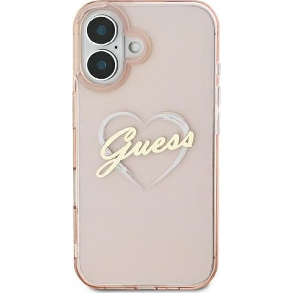 Étui pour Apple iPhone 16, Guess, IML Heart, Rose