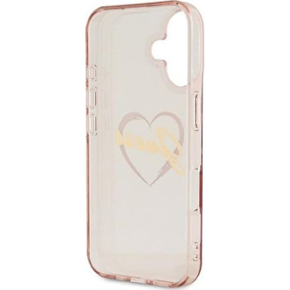 Étui pour Apple iPhone 16, Guess, IML Heart, Rose