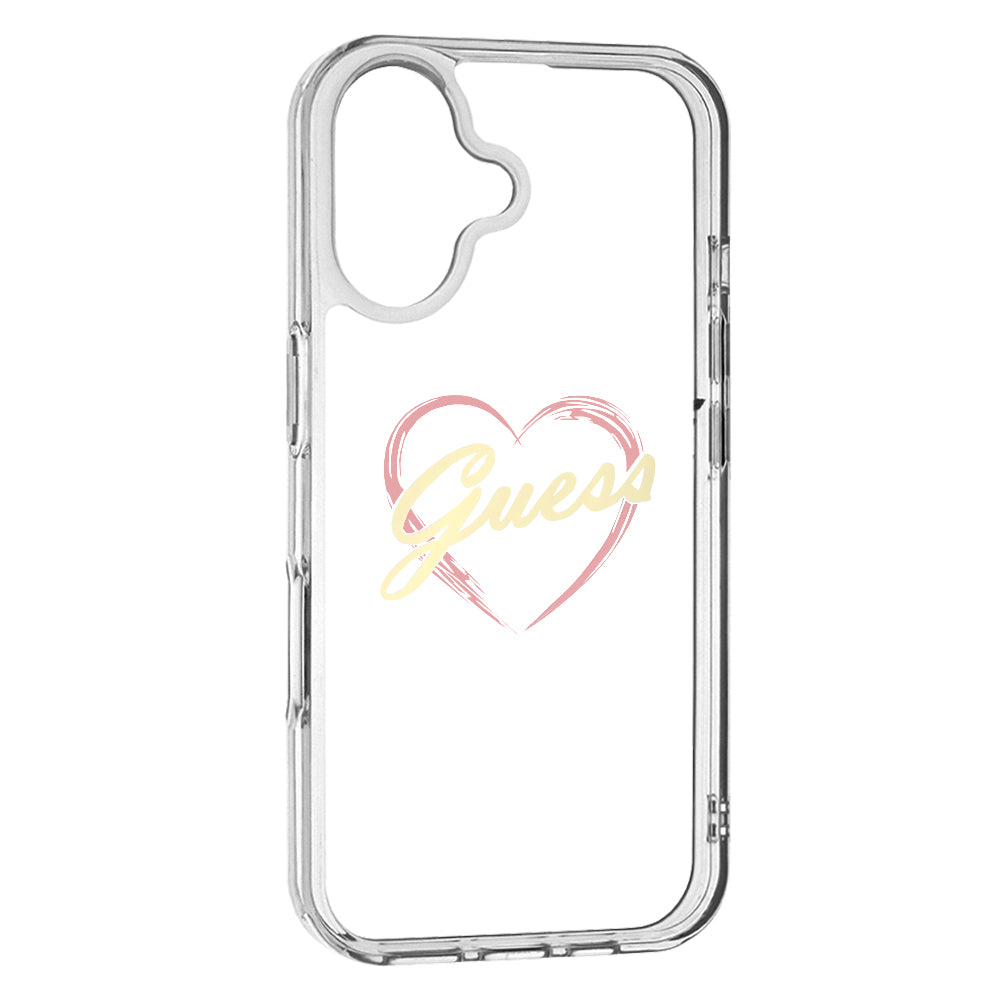 Étui pour Apple iPhone 16, Guess, IML Heart, Transparent
