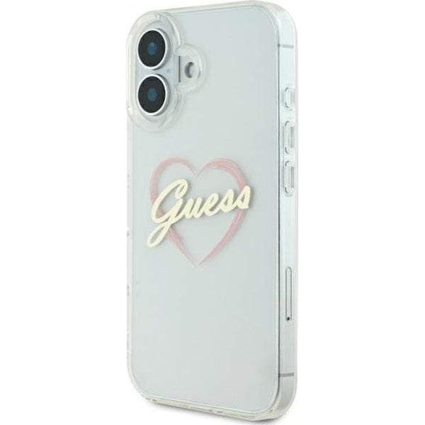 Étui pour Apple iPhone 16, Guess, IML Heart, Transparent