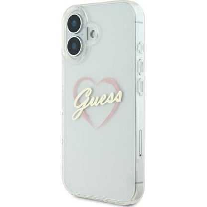 Étui pour Apple iPhone 16, Guess, IML Heart, Transparent