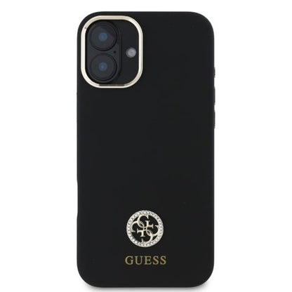 Étui pour Apple iPhone 16, Guess, Logo Strass 4G, Noir