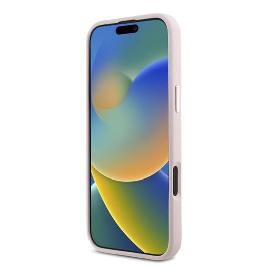 Étui pour Apple iPhone 16, Guess, Script Metal Logo & Frame, Rose