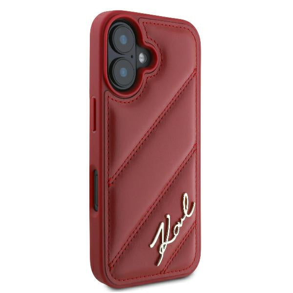 Étui pour Apple iPhone 16, Karl Lagerfeld, Diagonal Quilted Script, Rose
