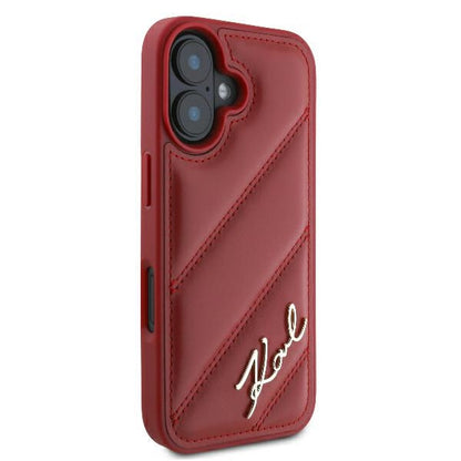Étui pour Apple iPhone 16, Karl Lagerfeld, Diagonal Quilted Script, Rose
