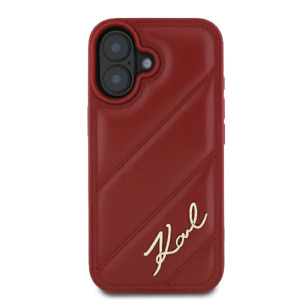 Étui pour Apple iPhone 16, Karl Lagerfeld, Diagonal Quilted Script, Rose