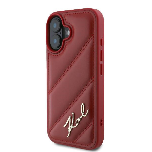 Étui pour Apple iPhone 16, Karl Lagerfeld, Diagonal Quilted Script, Rose