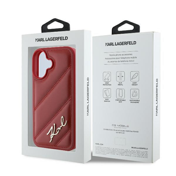 Étui pour Apple iPhone 16, Karl Lagerfeld, Diagonal Quilted Script, Rose