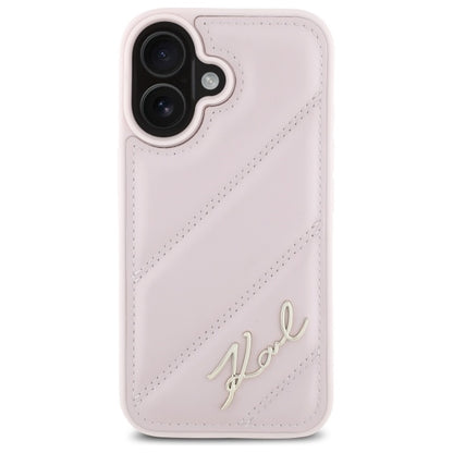 Étui pour Apple iPhone 16, Karl Lagerfeld, Diagonal Quilted Script, Rose