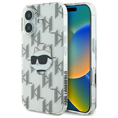 Étui pour Apple iPhone 16, Karl Lagerfeld, IML Luxury Electroplated Choupette's Head, Transparent