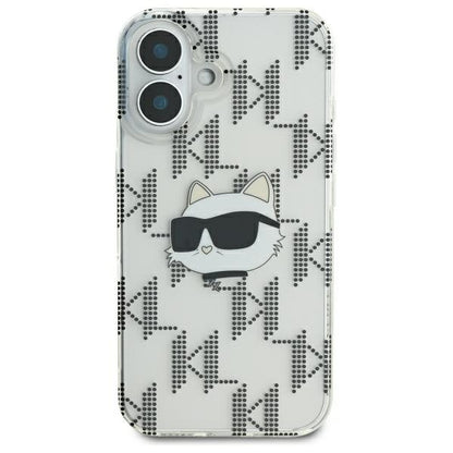 Étui pour Apple iPhone 16, Karl Lagerfeld, IML Luxury Electroplated Choupette's Head, Transparent