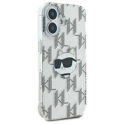 Étui pour Apple iPhone 16, Karl Lagerfeld, IML Luxury Electroplated Choupette's Head, Transparent